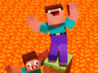 新手 vs 高手：但地板是岩漿（Minecraft 風格）
